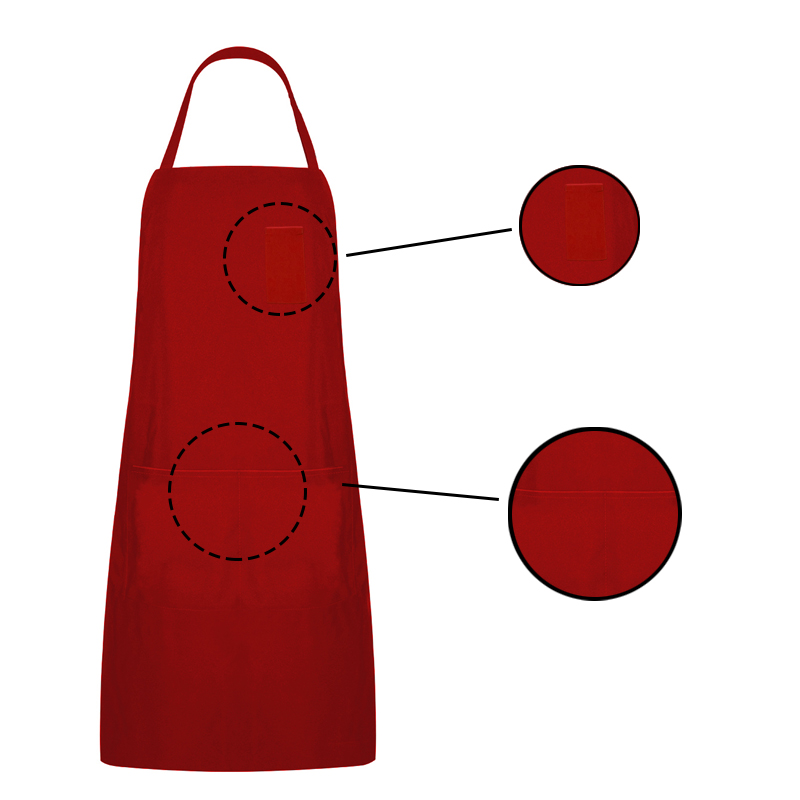 Rote Polyester-Latzschürze mit drei Taschen